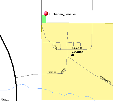 Map to Anoka Lutheran Cemetery