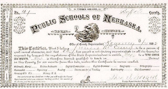Teacher's Certificate, 1885