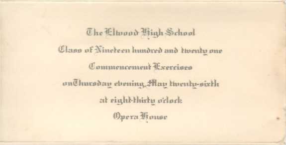 1921 Graduation Announcement