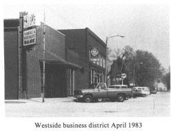 Westside business district April 1983