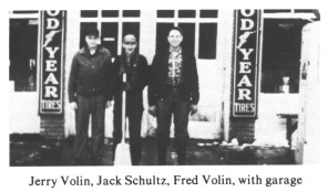 Jerry Volin, Jack Schultz, Fred Volin, with garage