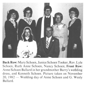 Wedding day of Anne Schoen and G. Wesly Ballard