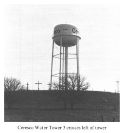 Ceresco Water Tower 3 crosses left of tower